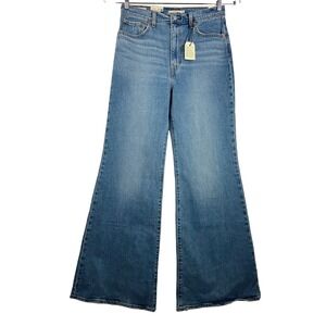 Levi's‎ Ribcage Bell Jeans Size 32x34 Super High Rise Flare Blue boho retro Long